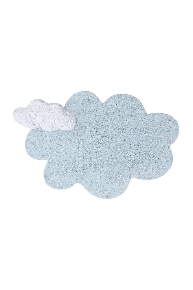 WASHABLE COTTON RUG PUFFY DREAM BLUE