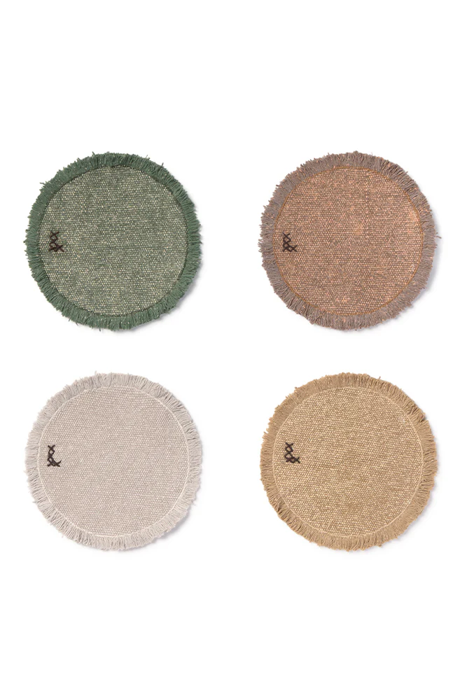 STONEWASHED PLACEMATS AND COASTERS OCHRE (SET OF 4) - Image 7