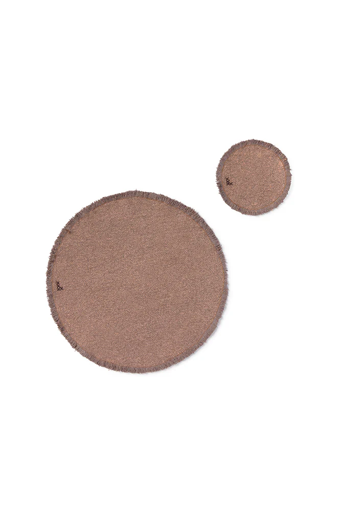 STONEWASHED PLACEMATS AND COASTERS SOIL BROWN (SET OF 4)