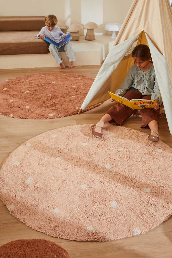 WASHABLE ROUND RUG DOT ROSE - Image 3