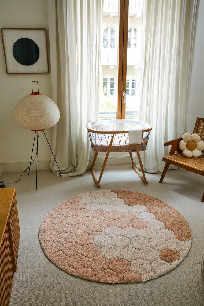 WASHABLE RUG ROUND HONEYCOMB ROSE - Image 2